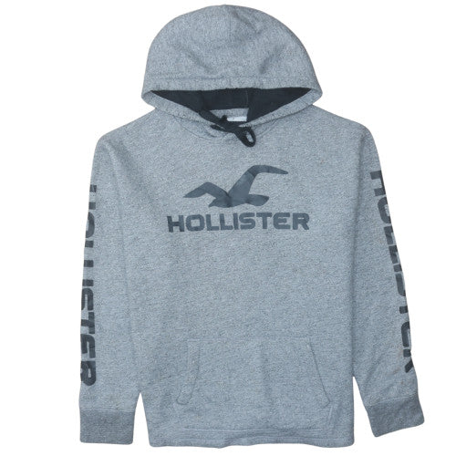 Hollister Men's Grey Pullover Hoodie L Logo Print Casual Wear