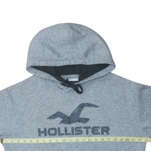 Hollister Men's Grey Pullover Hoodie L Logo Print Casual Wear