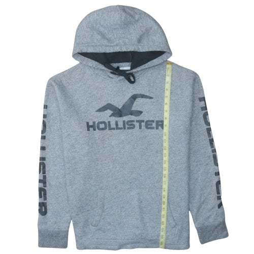 Hollister Men's Grey Pullover Hoodie L Logo Print Casual Wear