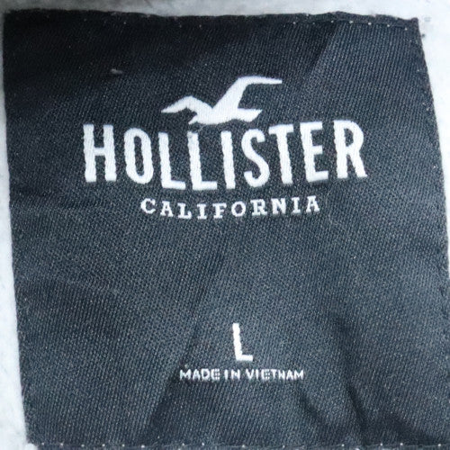 Hollister Men's Grey Pullover Hoodie L Logo Print Casual Wear