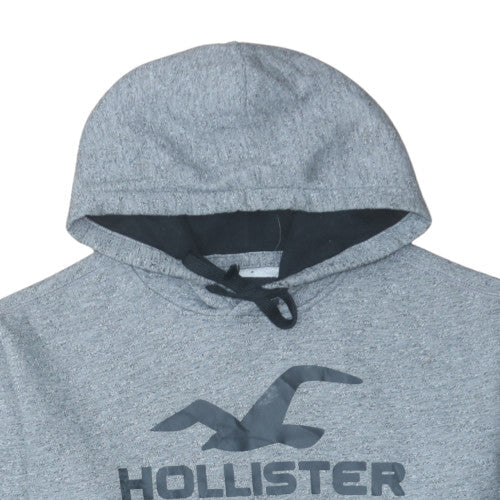 Hollister Men's Grey Pullover Hoodie L Logo Print Casual Wear