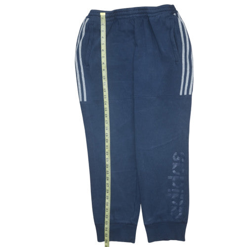 Adidas Men's Blue Cotton Joggers L Logo Tapered Fit