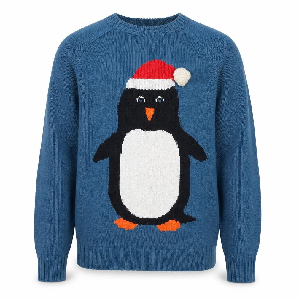 Sweater Shop Men's Blue Penguin Christmas Jumper Size M