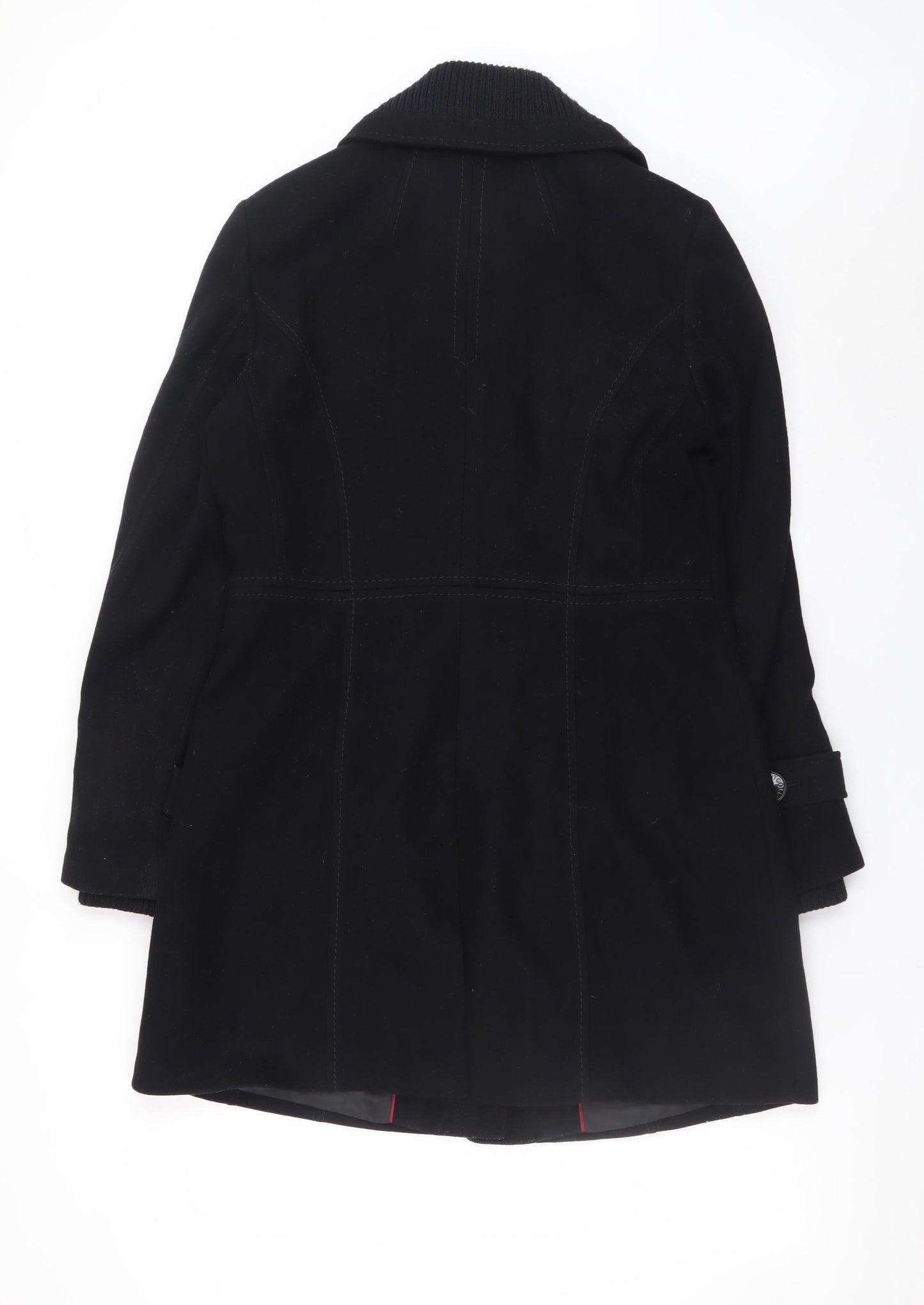 Esprit Womens Black Wool Blend Mid-Length Coat Size 12
