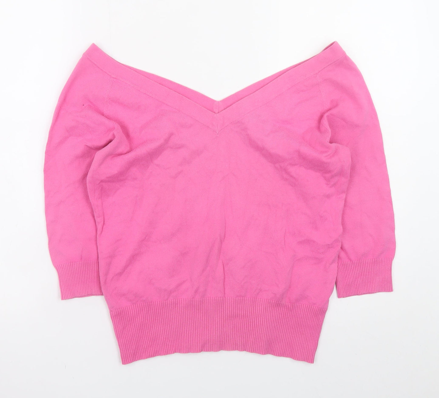 Fenn Wright Manson Women’s Pink V-Neck Cotton Blend Jumper Size 16
