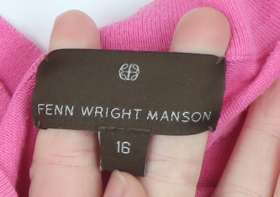 Fenn Wright Manson Women’s Pink V-Neck Cotton Blend Jumper Size 16