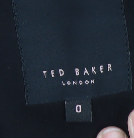 Ted Baker Women Black Wool Cashmere Blend Mid-Length Coat Size 8