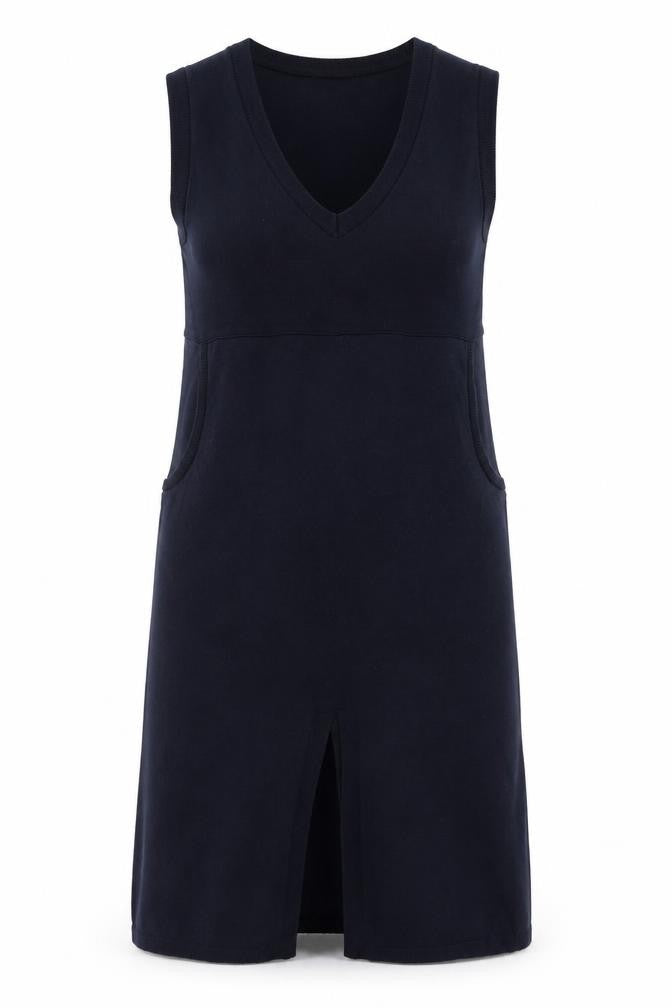 Front view of ASOS Women’s Black V-Neck Acrylic Knit Jumper Dress, size UK 10