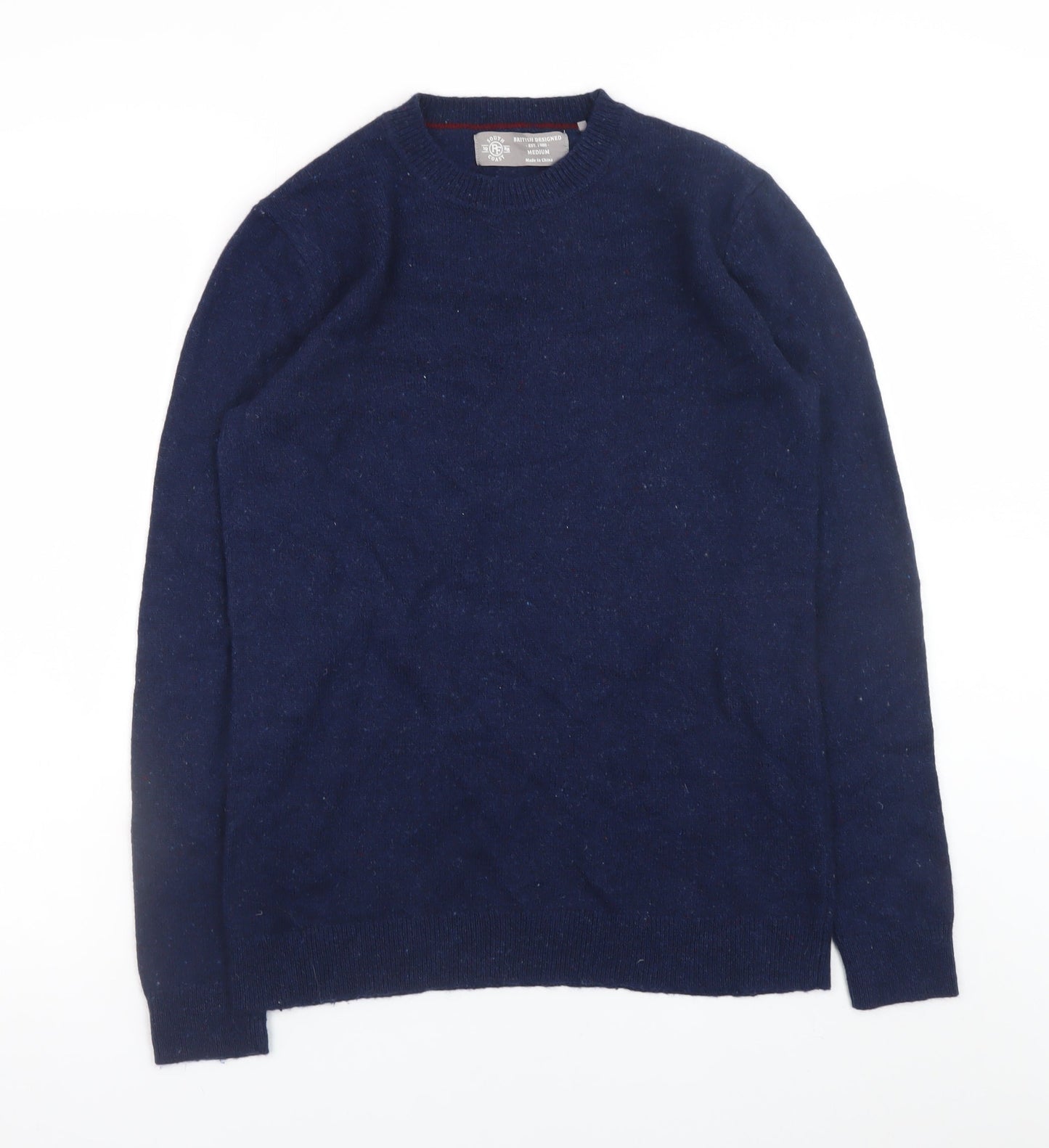 South Coast Men’s Blue Lambswool Crew Neck Jumper Medium