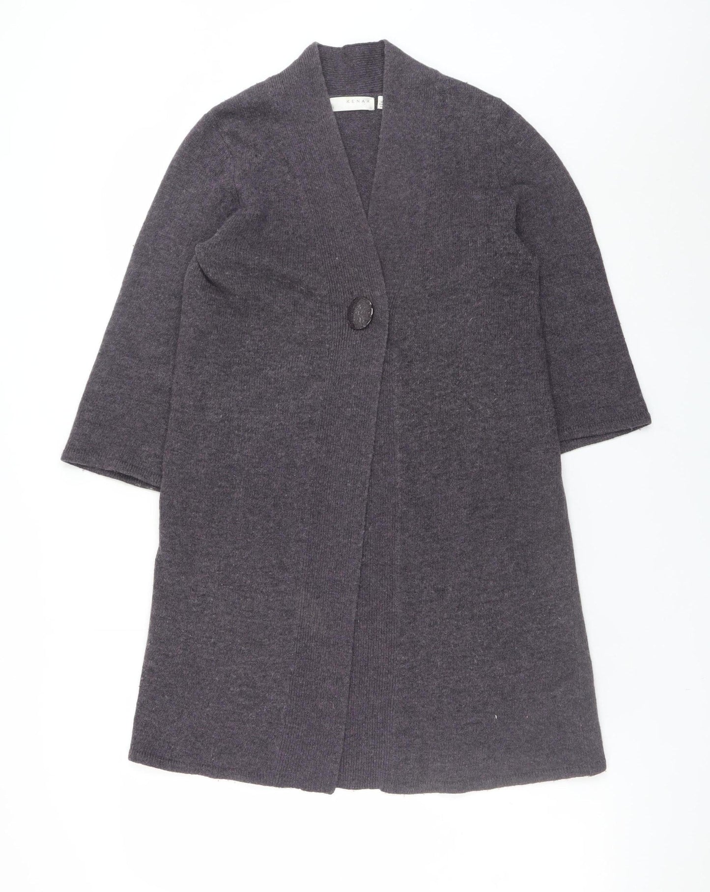 Kenar Women's Grey Wool Angora Blend Long Cardigan UK 10 S