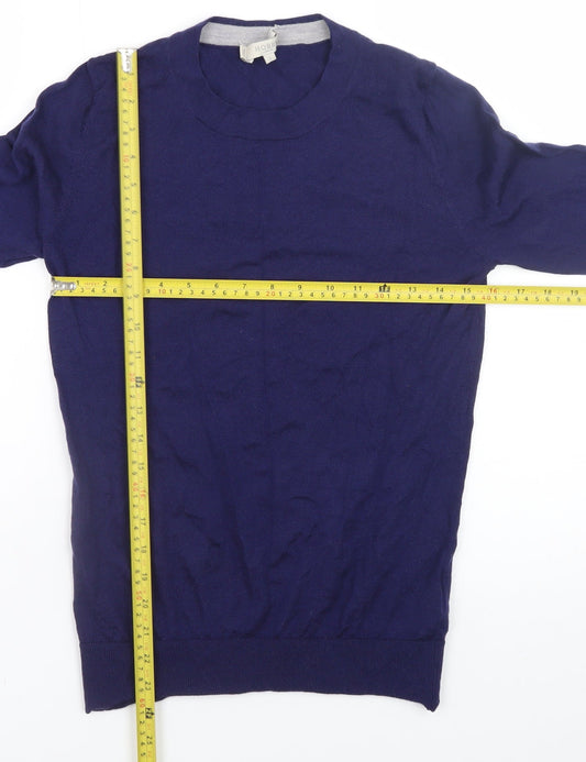 Hobbs Men's Blue Merino Wool Crew Neck Jumper Size Small