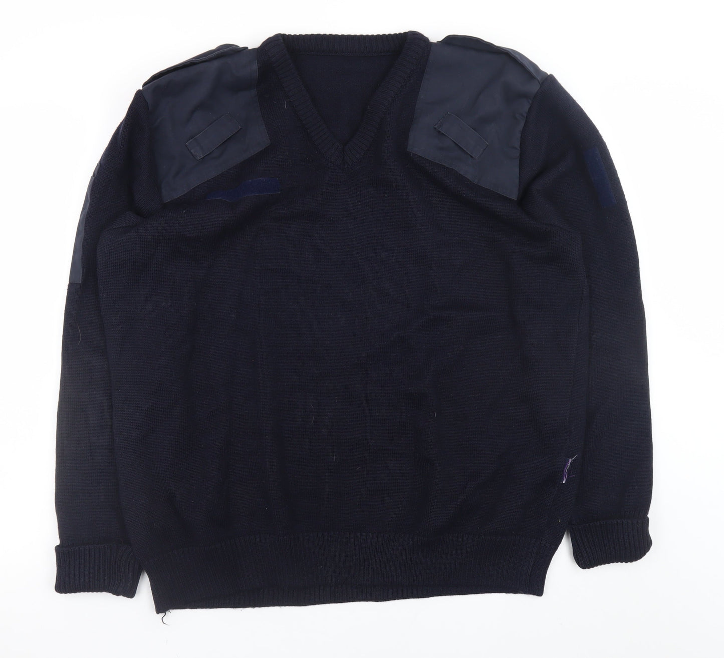 Alexandra Men's Navy Blue XL Wool Blend V-Neck Workwear Jumper