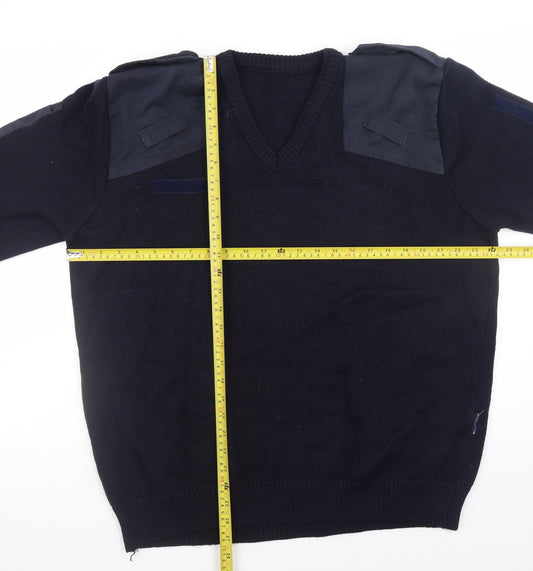 Alexandra Men's Navy Blue XL Wool Blend V-Neck Workwear Jumper