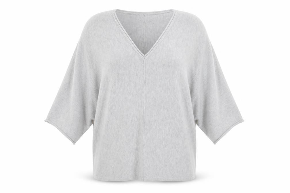 Mauvette Women’s Grey V-Neck Dolman Sleeve Pullover Jumper Size 8