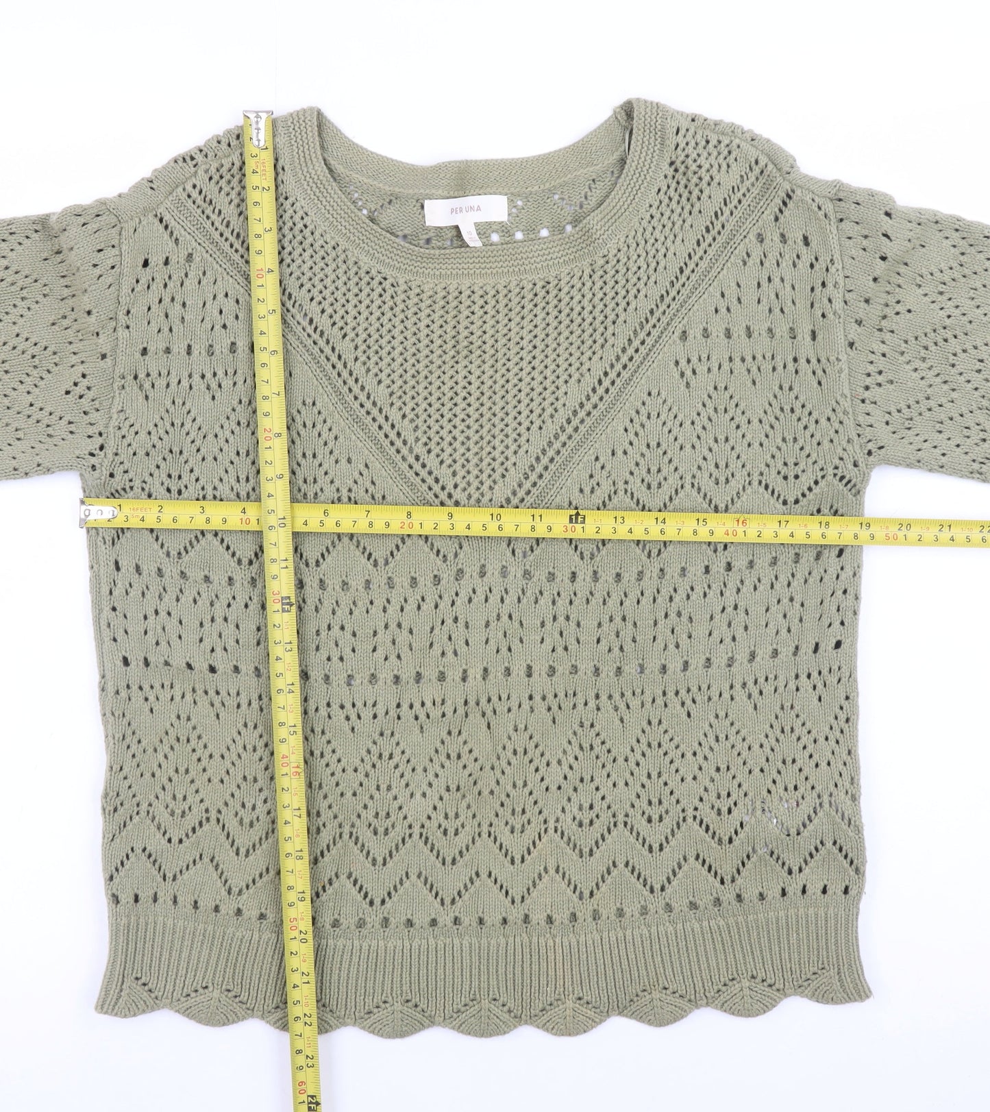 Marks and Spencer Per Una Women's Green Knit Cotton Jumper Size 10
