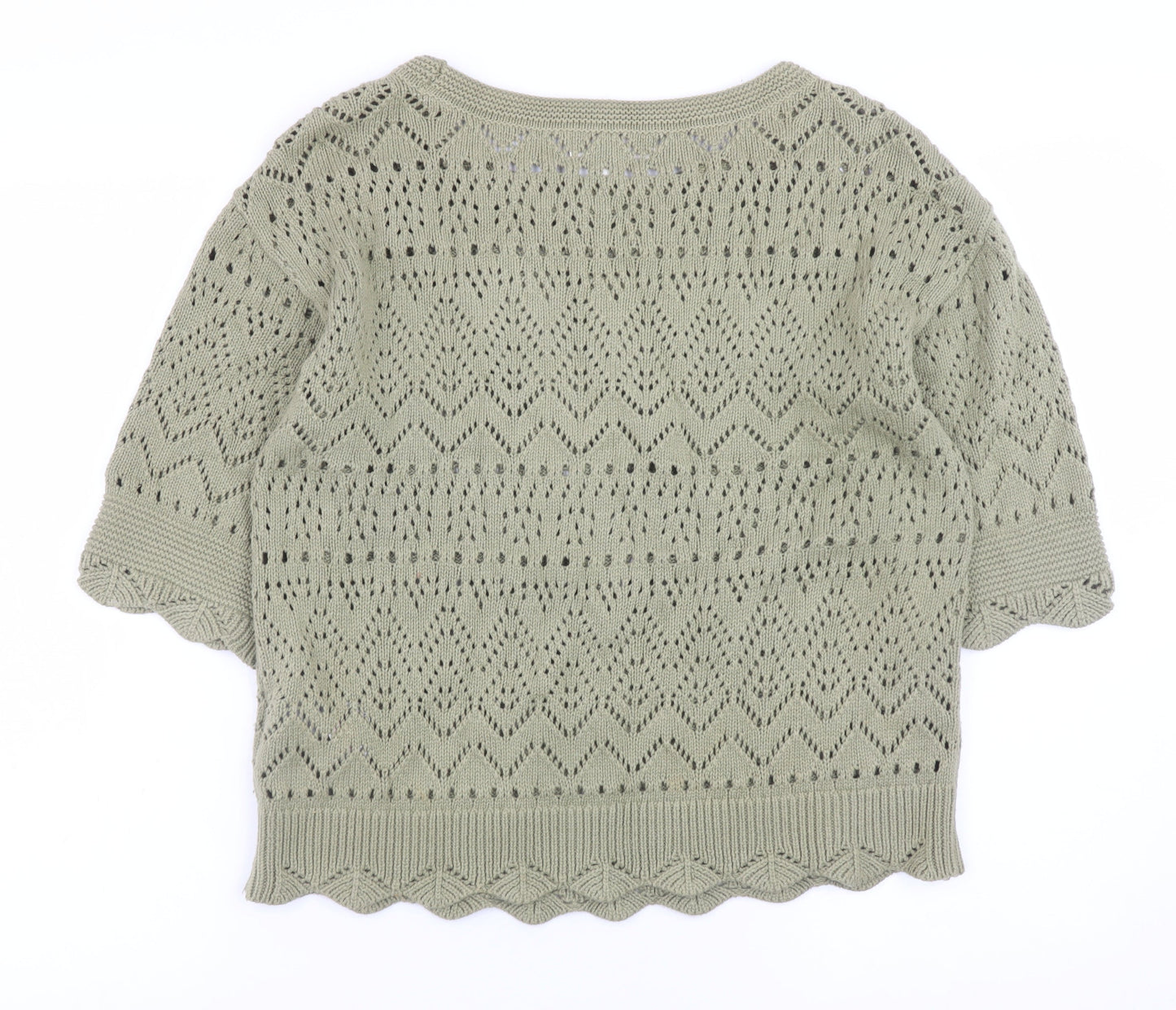 Marks and Spencer Per Una Women's Green Knit Cotton Jumper Size 10