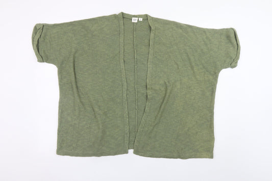 GAP Women Green Open Front Cardigan XS Short Sleeve Cotton Ramie Knit
