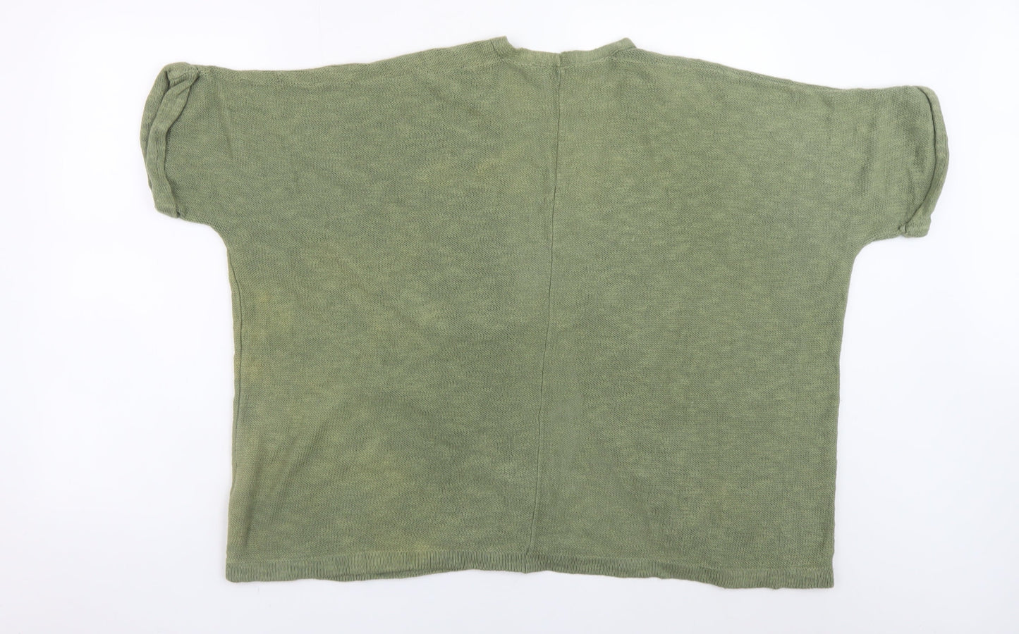 GAP Women Green Open Front Cardigan XS Short Sleeve Cotton Ramie Knit