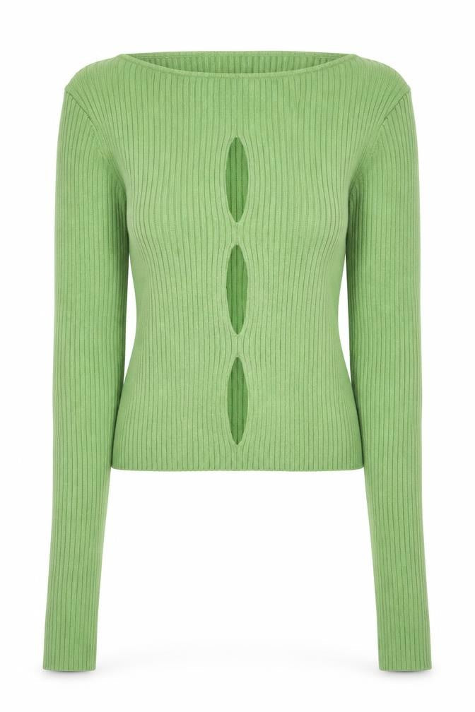 Urban Outfitters Women Green Slim Fit Knit Boat Neck Jumper Size S