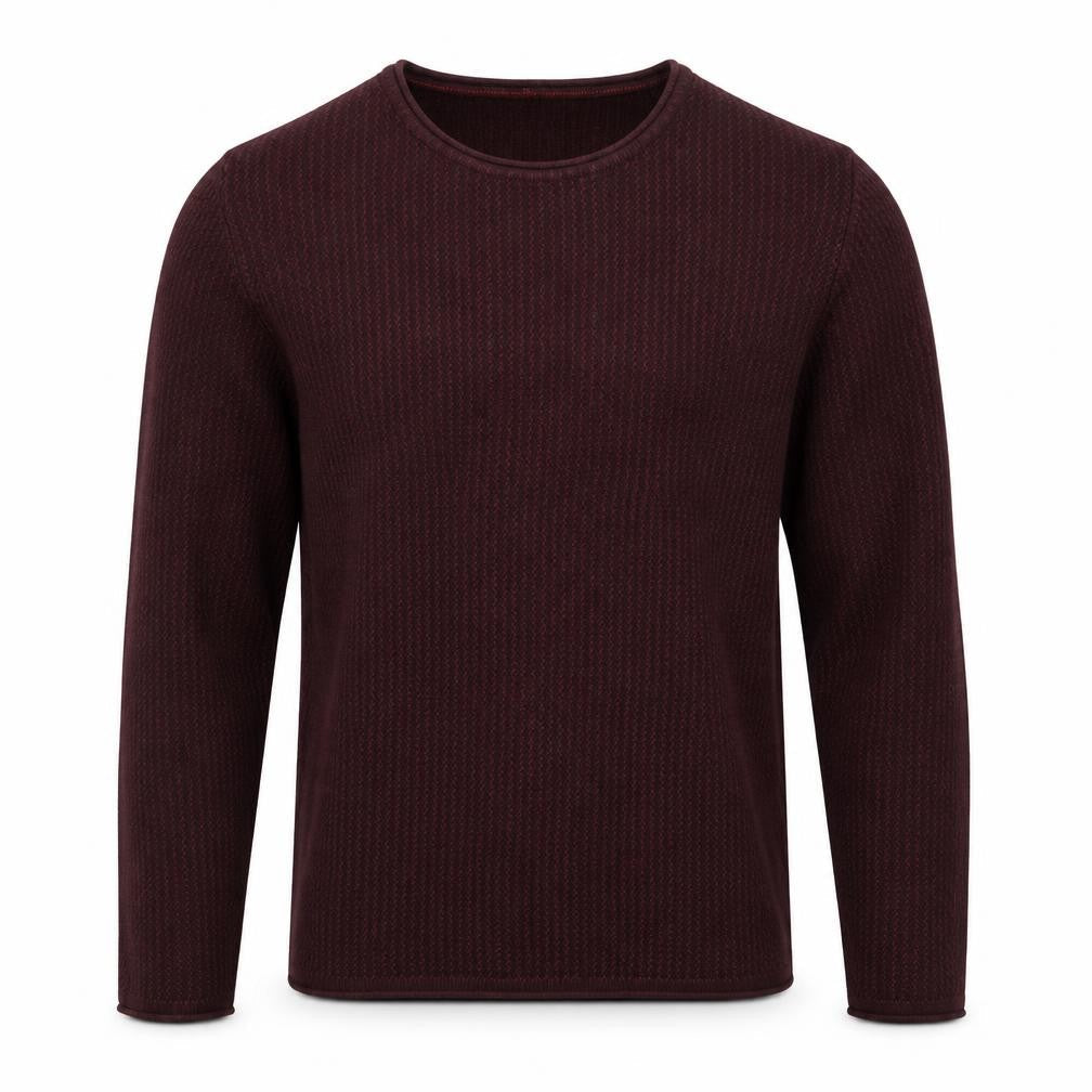Jack & Jones Men’s Brown Waffle-Knit Cotton Crew Neck Jumper M