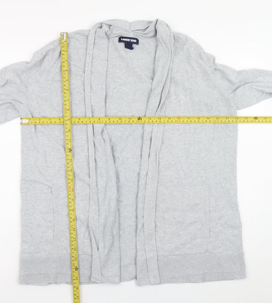 Lands' End Women’s Grey Cotton Long Sleeve Cardigan L