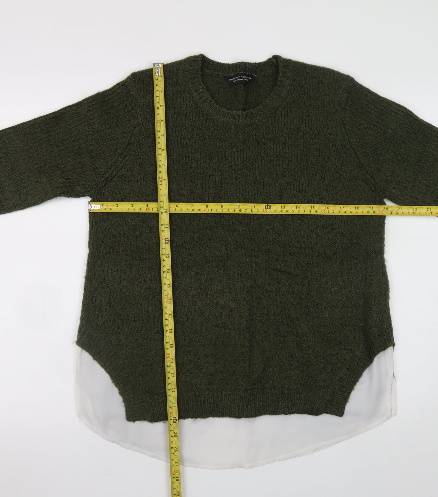 Dorothy Perkins Women's Green UK 14 Crew Neck Knit Pullover Jumper