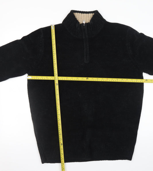 Kensington Men's Black XL 1/4 Zip High Neck Acrylic Jumper