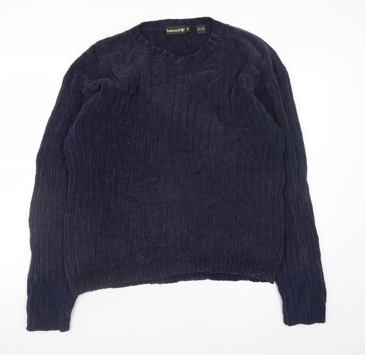 Timberland Men's Blue Cotton Knit V-Neck Pullover Jumper M