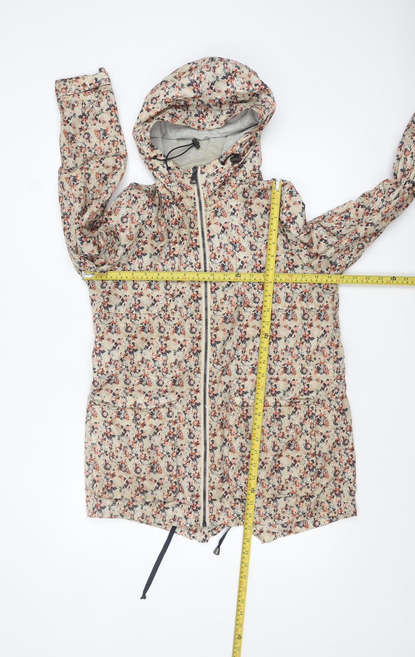 Next Women's Beige Floral Hooded Rain Jacket Size 10
