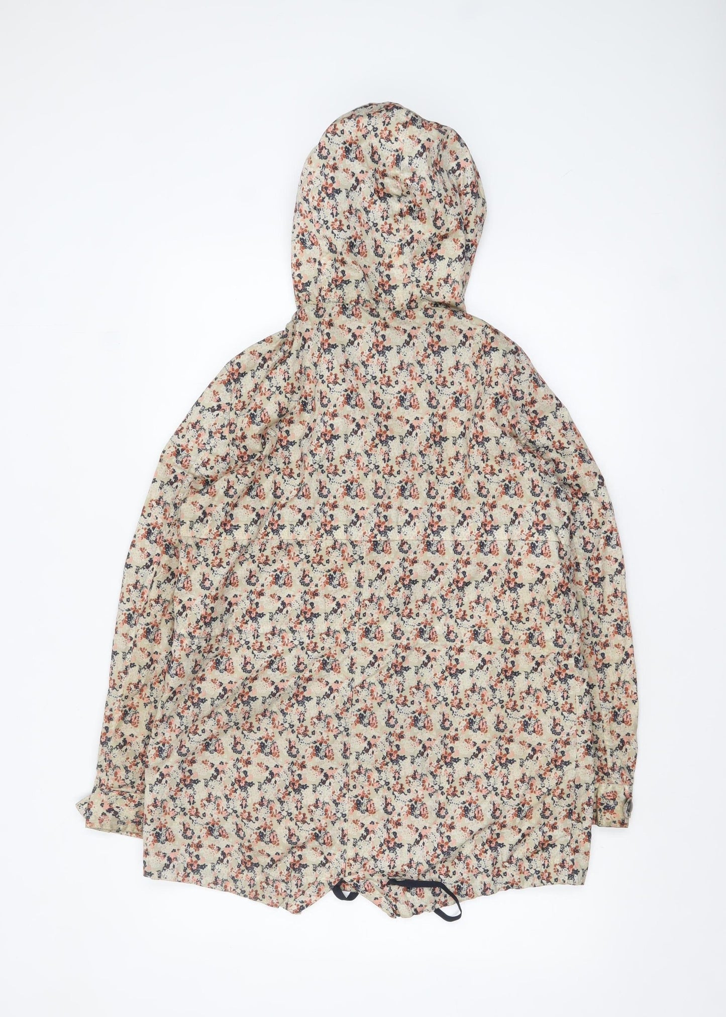 Next Women's Beige Floral Hooded Rain Jacket Size 10