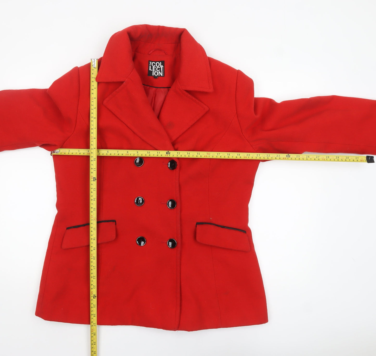 Debenhams Women's Red Pea Coat Size 16 Polyester Blend