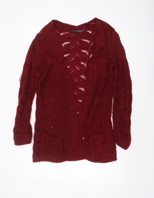 Atmosphere Women Red Open-Knit Long Sleeve Cardigan UK 12