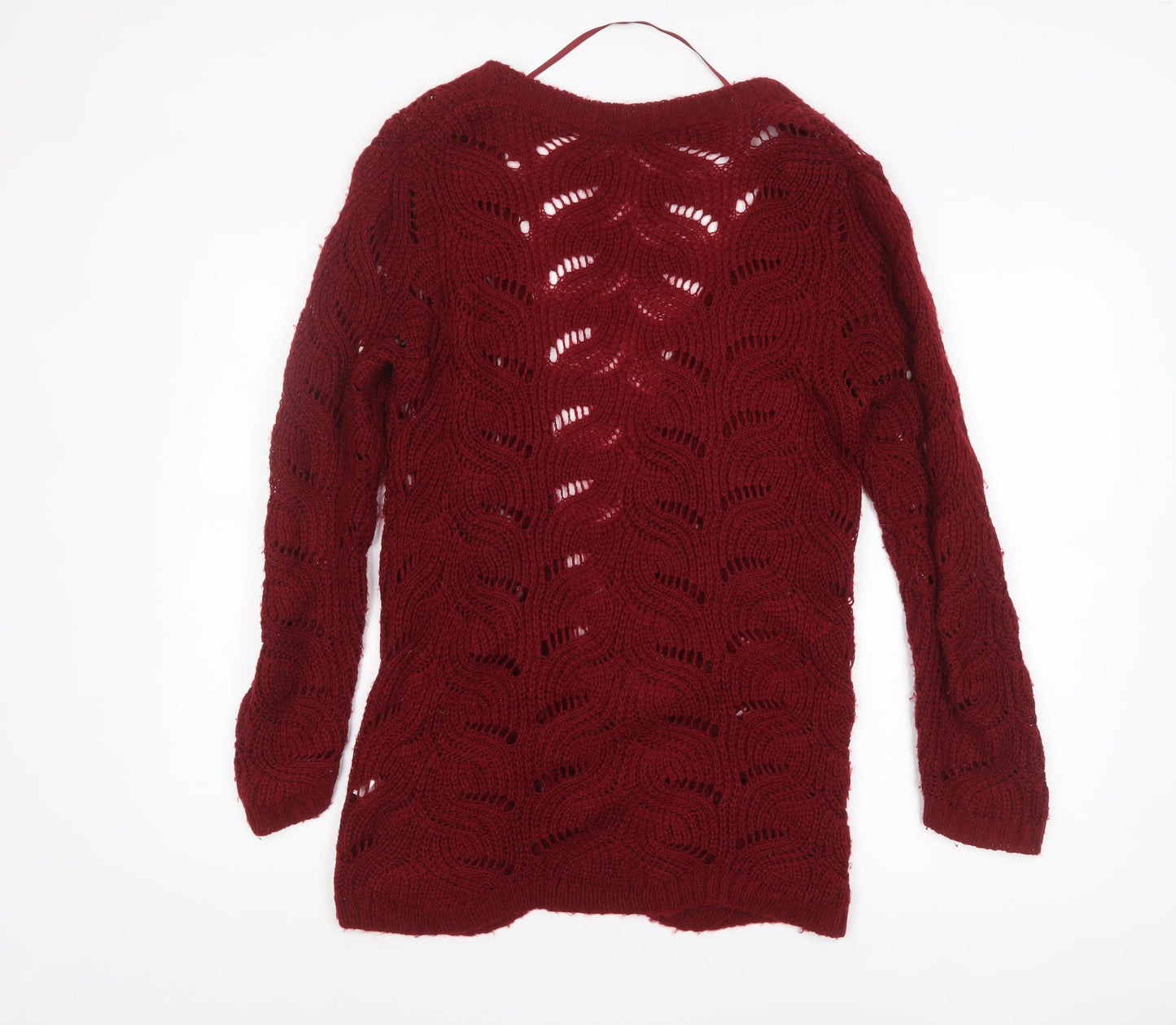 Atmosphere Women Red Open-Knit Long Sleeve Cardigan UK 12