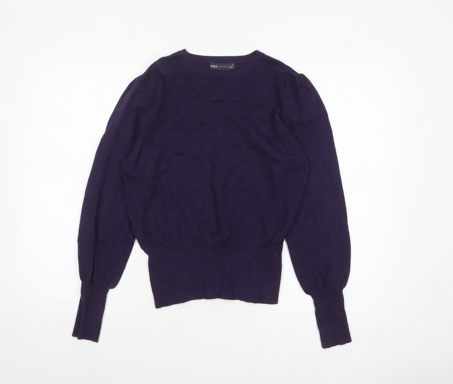 Marks and Spencer Women Purple Crew Neck Knit Pullover Jumper M
