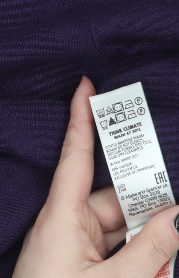 Marks and Spencer Women Purple Crew Neck Knit Pullover Jumper M
