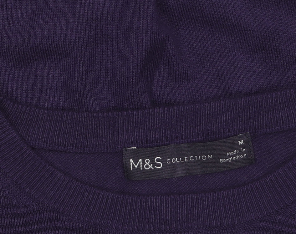 Marks and Spencer Women Purple Crew Neck Knit Pullover Jumper M