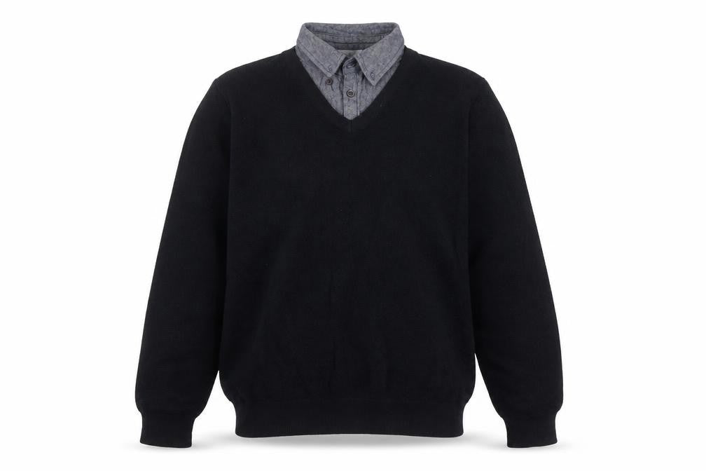 Marks and Spencer Men's Black Cotton V-Neck Jumper M