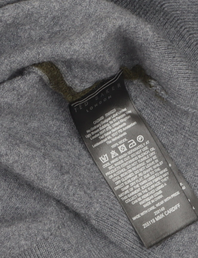 Ted Baker Womens Grey Wool Mock Neck Pullover Jumper Size L