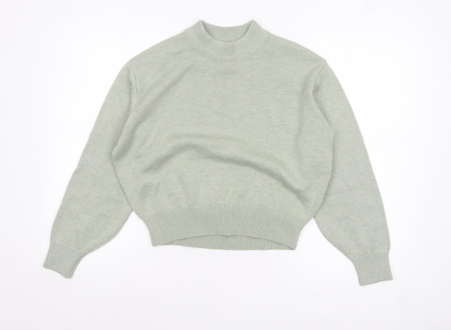 H&M Women’s Green Mock Neck Wool Blend Pullover Jumper XS