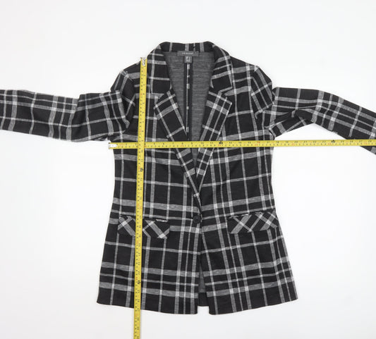 Primark Women's Black Check Single-Breasted Blazer Size 8