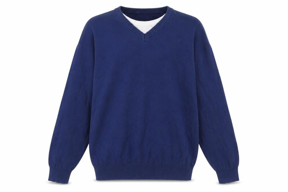 Hutson Harbour Men's Blue Cotton V-Neck Jumper Size L