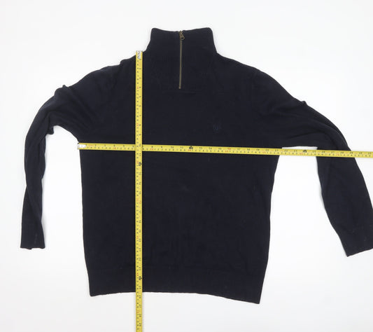 Fat Face Men's Blue 1/4 Zip High Neck Cotton Wool Jumper Size M