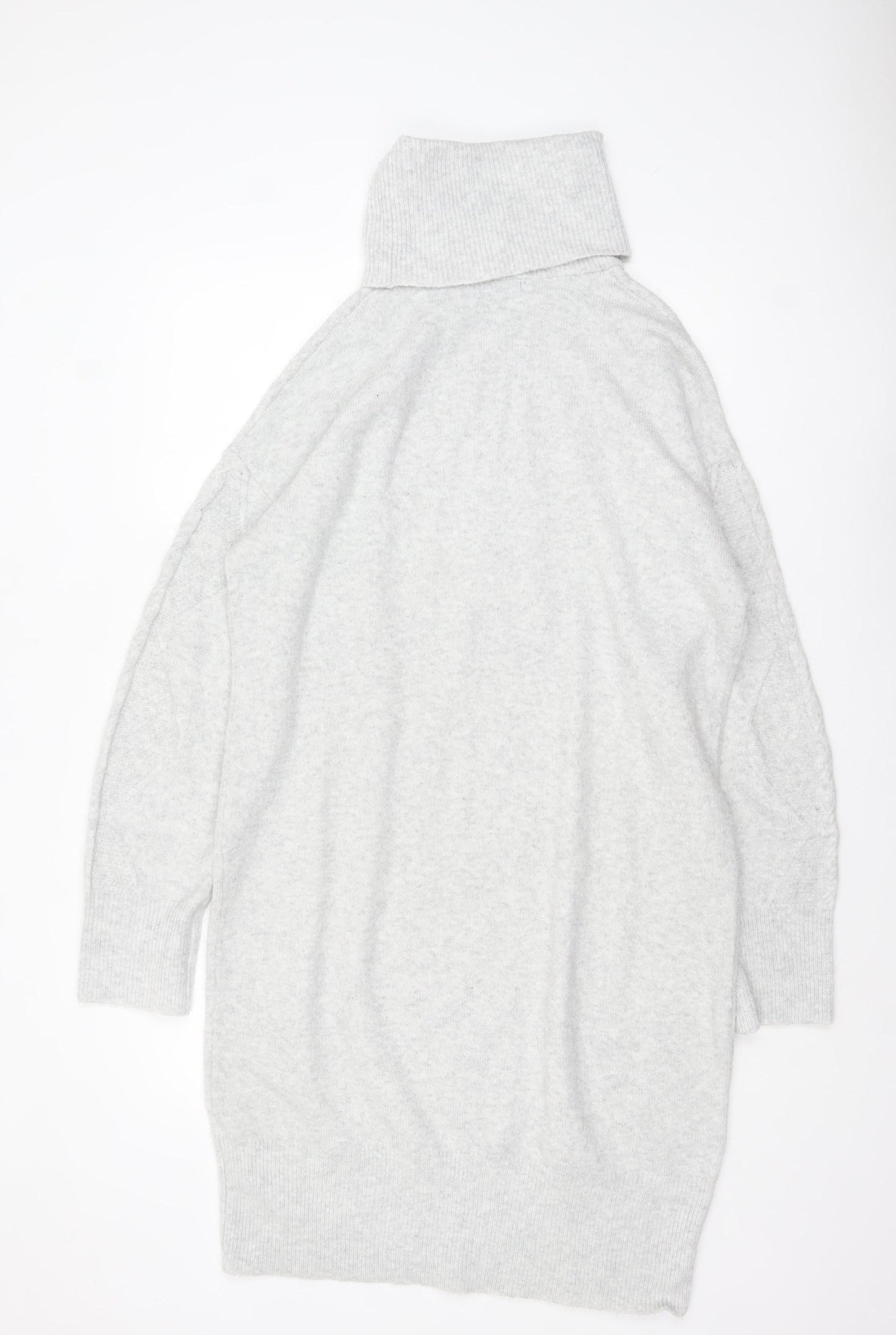 F&F Women's Grey Roll Neck Cable-Knit Long Sleeve Jumper M
