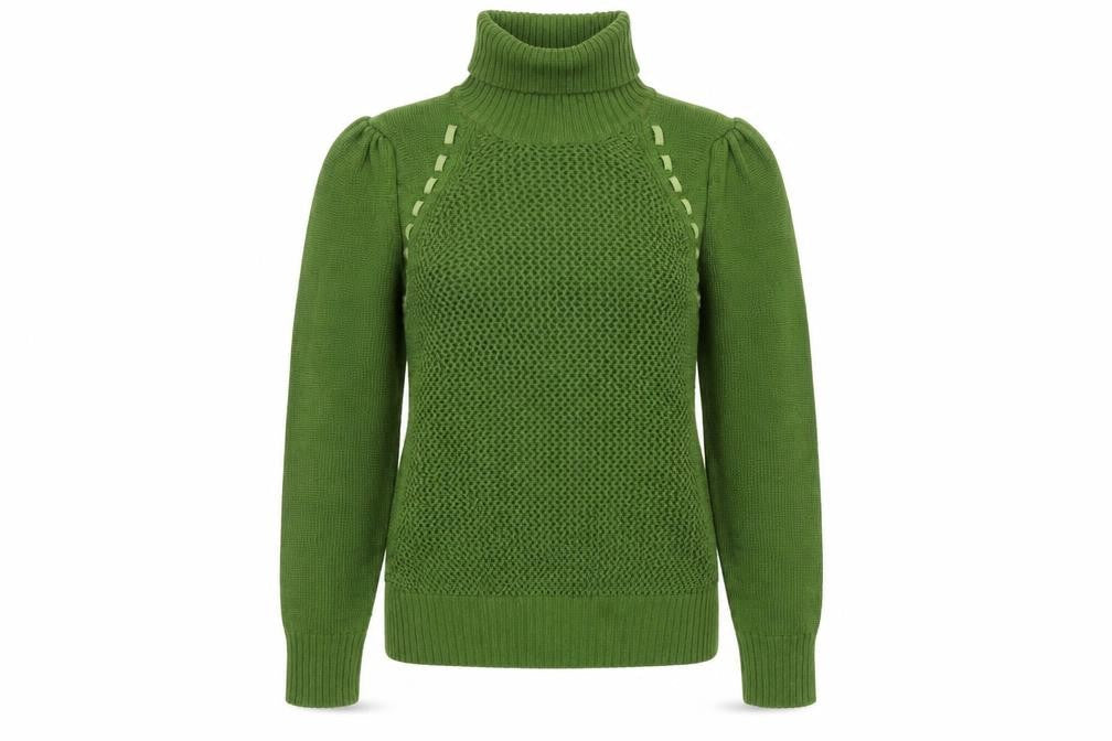Baby Jane Cacharel Women Green Roll Neck Wool Blend Jumper Size 12