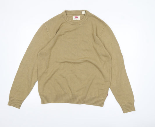 Levi's Men's Beige Cotton Crew Neck Pullover Jumper Size M