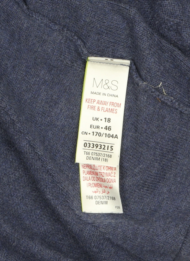 Marks and Spencer Women’s Blue Cardigan Size 18 Relaxed Fit Knitwear