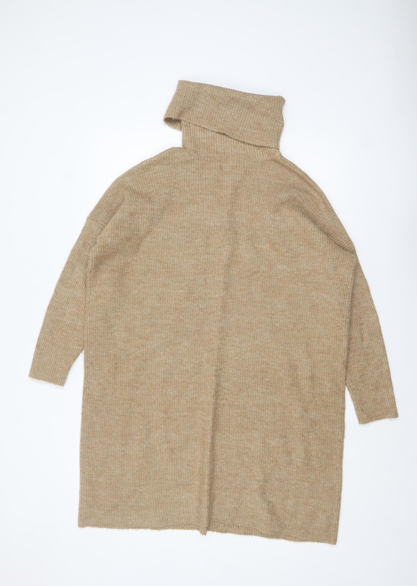 ONLY Women Beige XL Roll Neck Long Sleeve Knit Jumper Dress