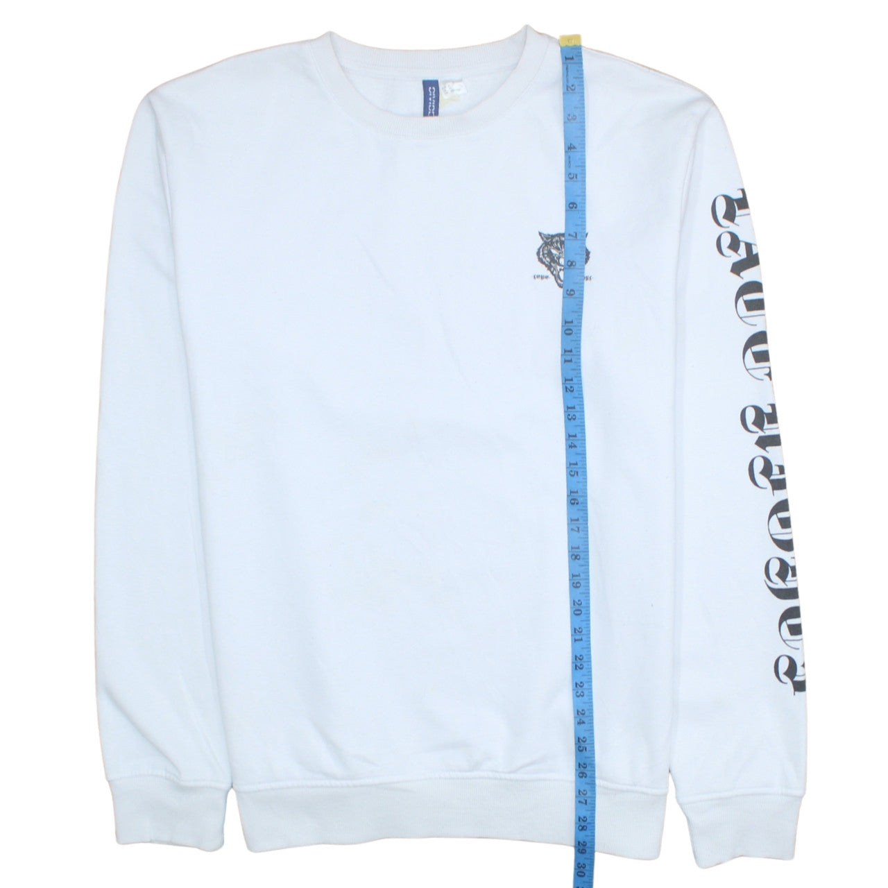 H&M Divided Men's White Wolf Graphic Pullover Sweatshirt XL