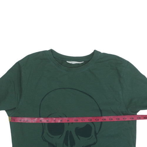 H&M Boys Green Skull Graphic Pullover Sweatshirt 16 Years