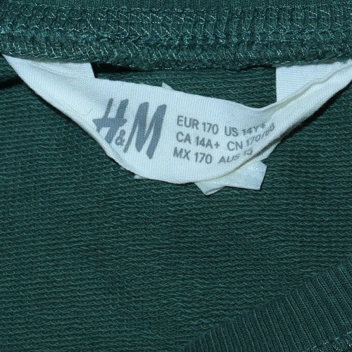 H&M Boys Green Skull Graphic Pullover Sweatshirt 16 Years
